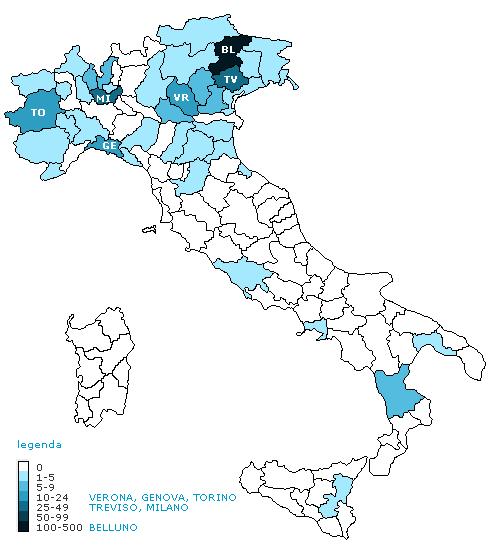 De Bastiani distribution map